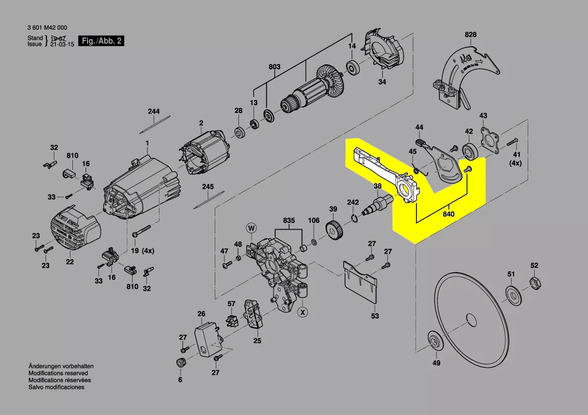 carter transmission scie sur table réf. 1 609 B06 952 Bosch